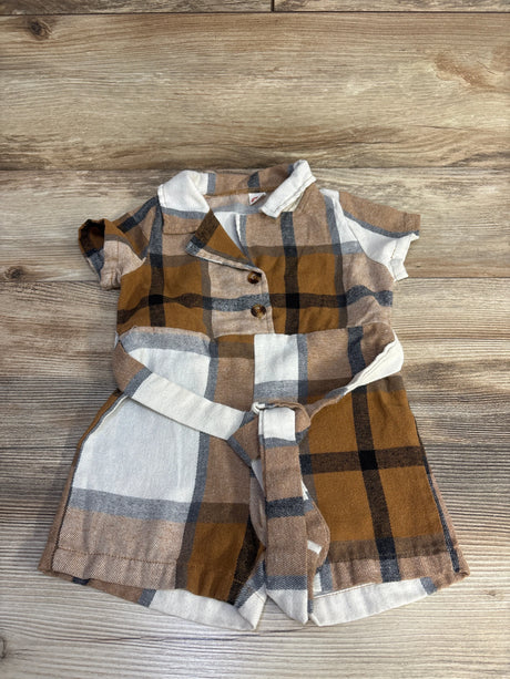 Plaid Romper Brown sz 18m - Me n Mommy To Be