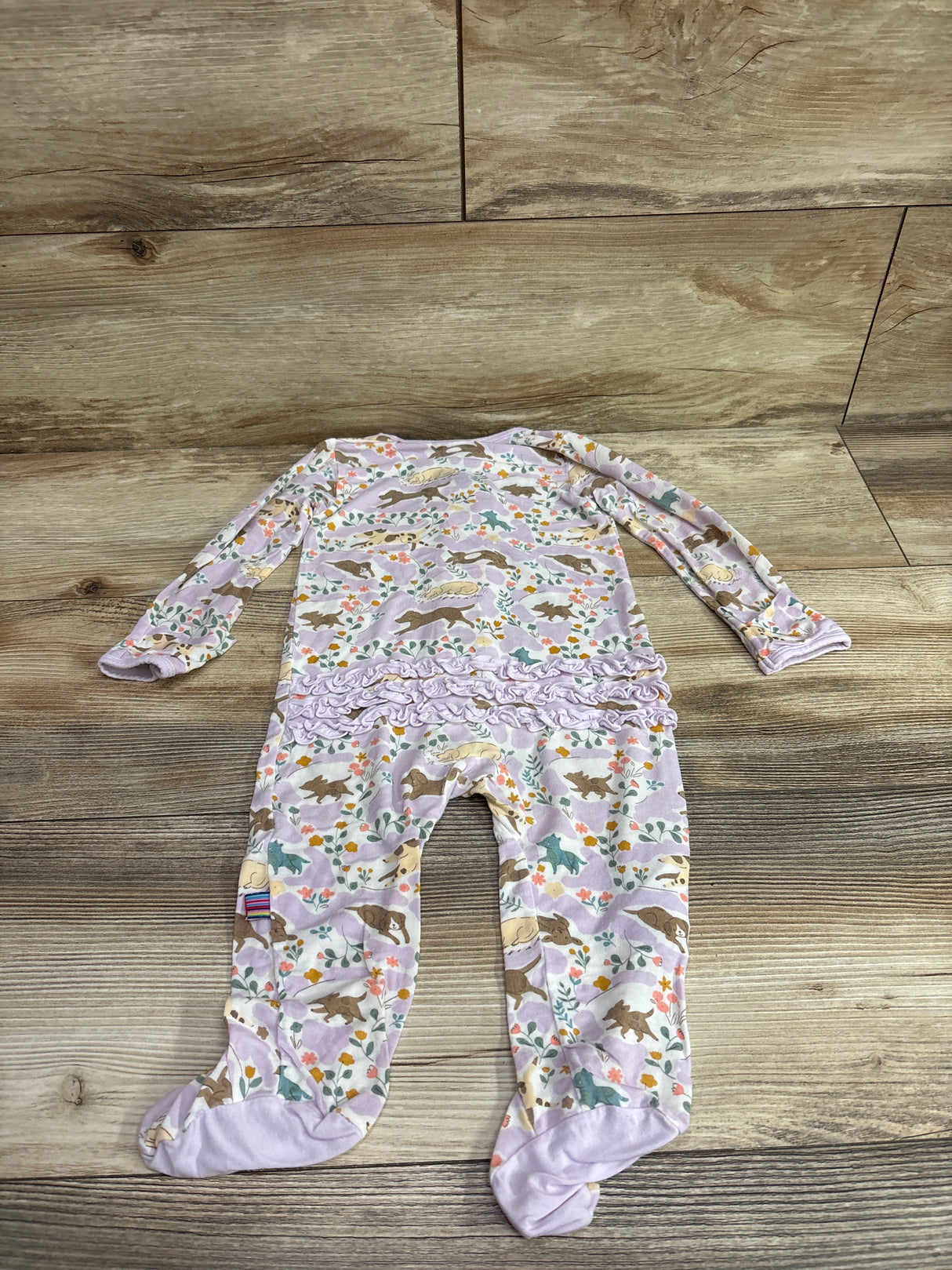 Magnetic Me 'Best Fur-End' Modal Ruffle Footie Purple sz 3-6m