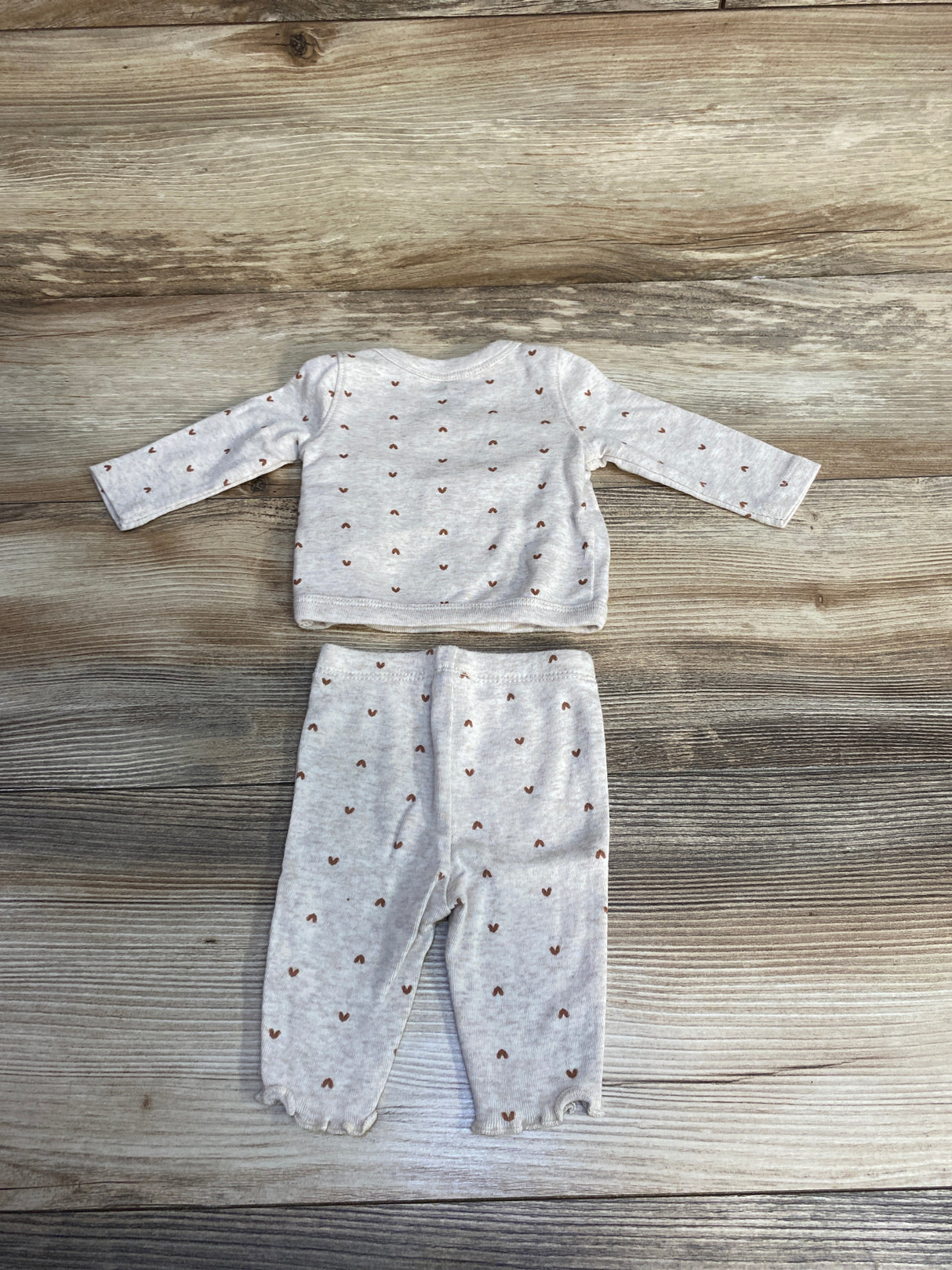 Just One You 2pc Heart Print Kimono Set Taupe sz Newborn