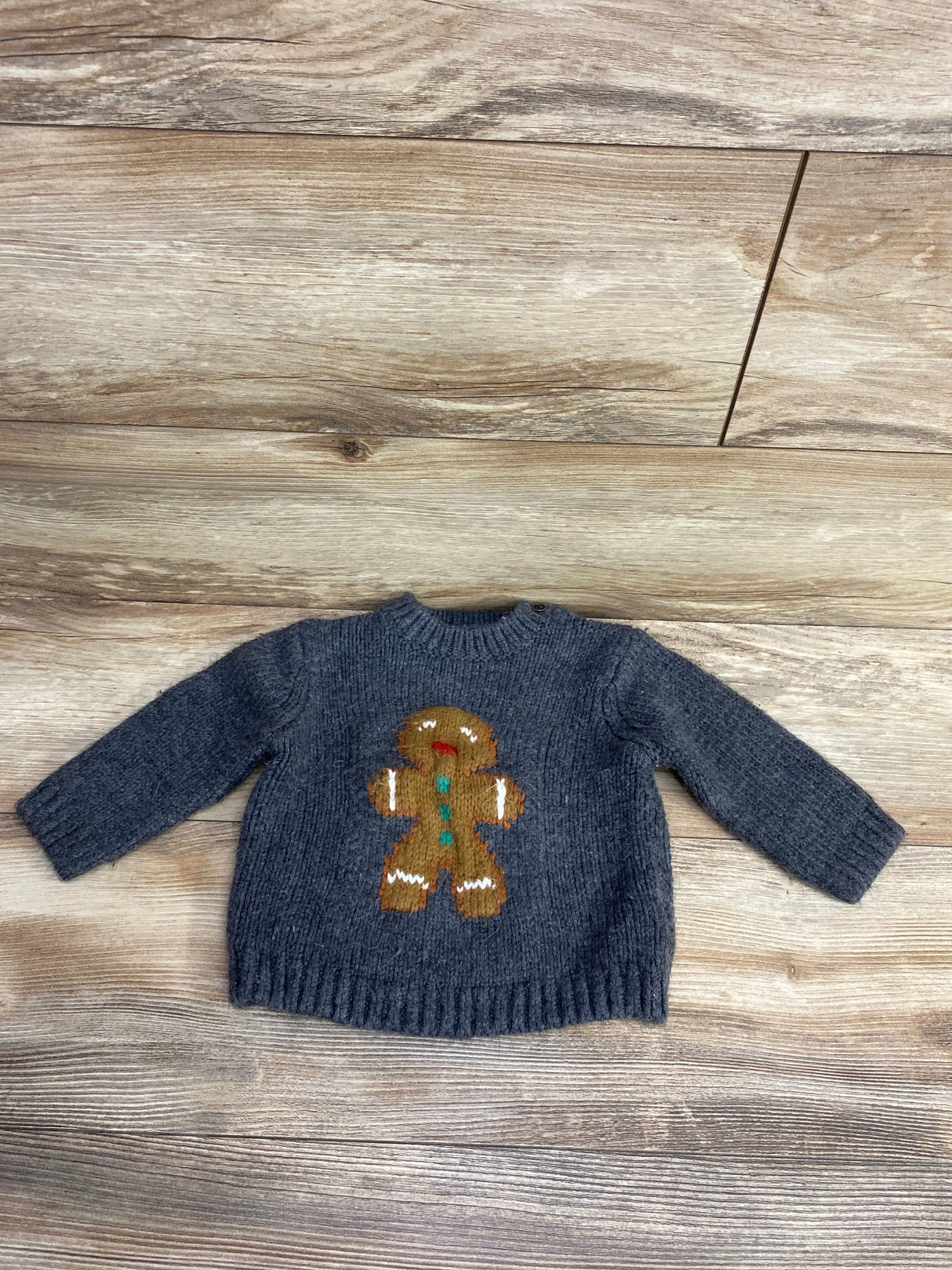 Zara Knitwear Gingerbread Man Sweater Grey sz 9-12m