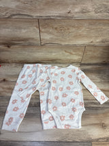 NEW Cloud Island 2pc Ribbed Floral Bodysuit & Pants Set White sz 24m