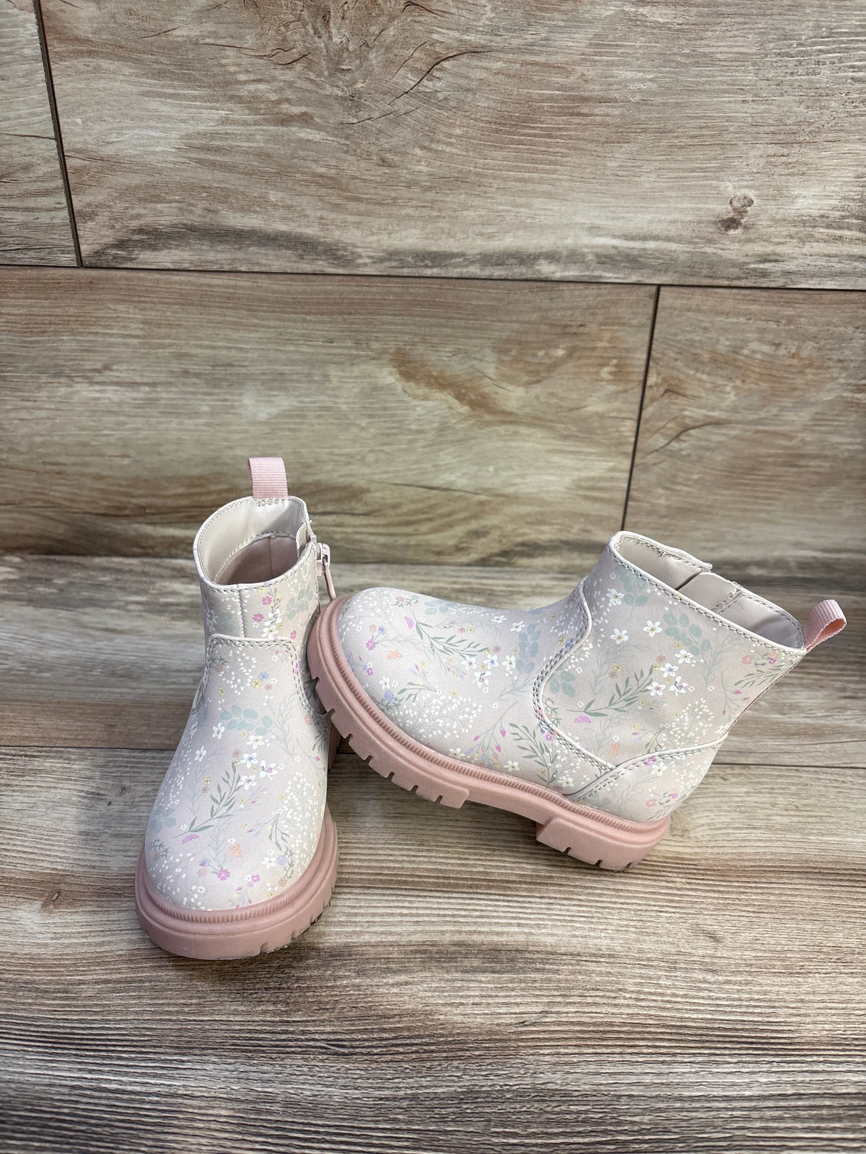 Cat & Jack Flora Zipper Boots Pink sz 7c
