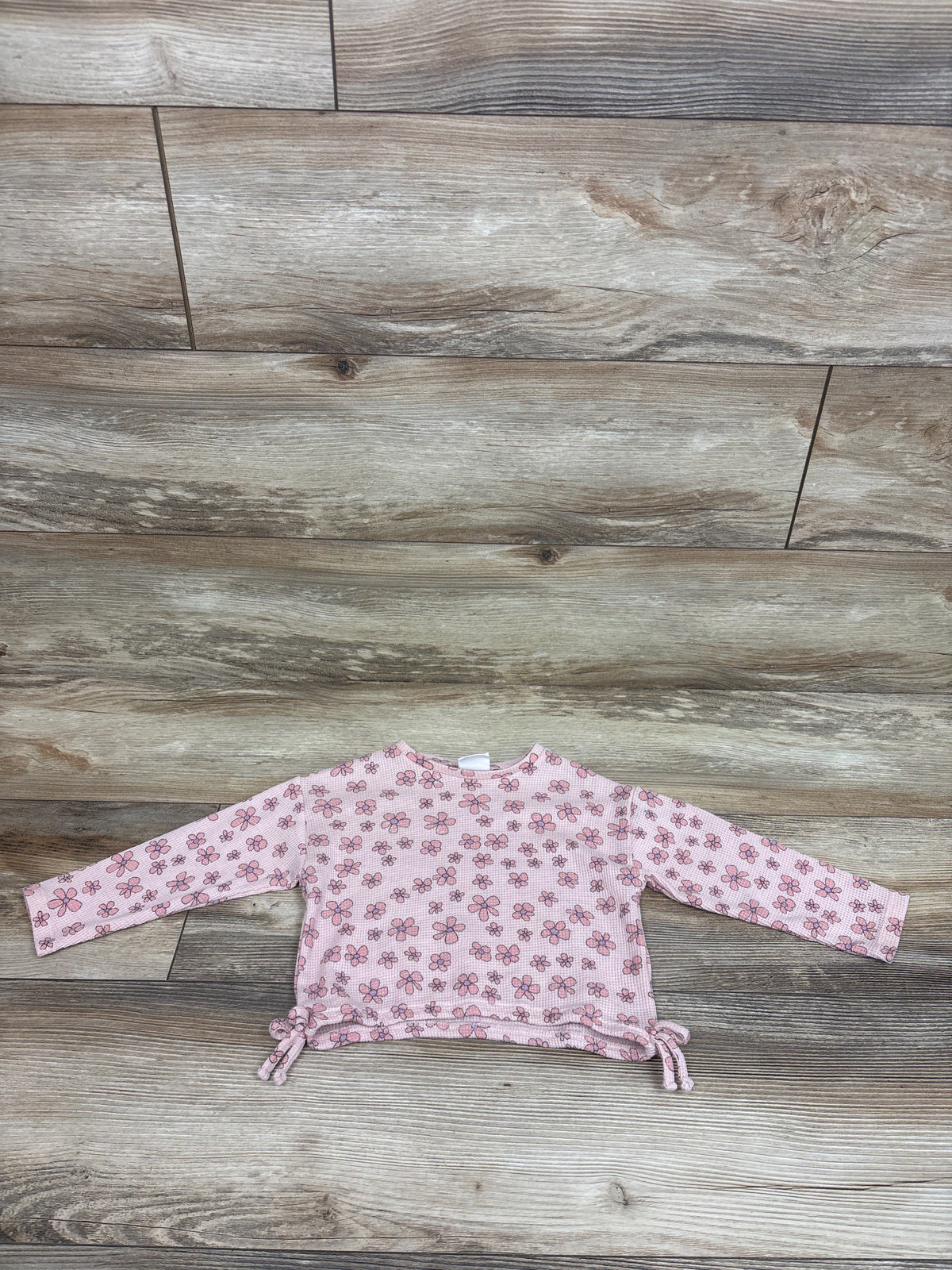 Zara Floral Waffle Knit Long Sleeve Shirt Pink sz 18-24m