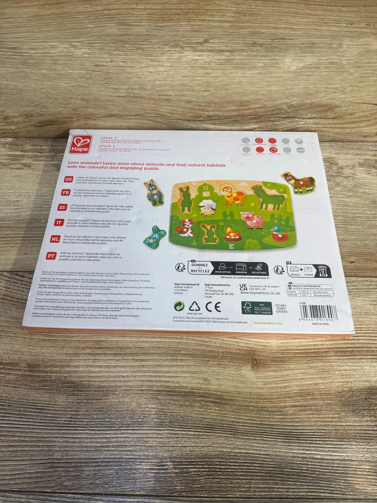 NEW Hape Farmyard Wooden Peg Puzzle, 10pc - Me n Mommy To Be