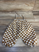 Checkered Sleeveless Jumpsuit Brown sz 9-12m