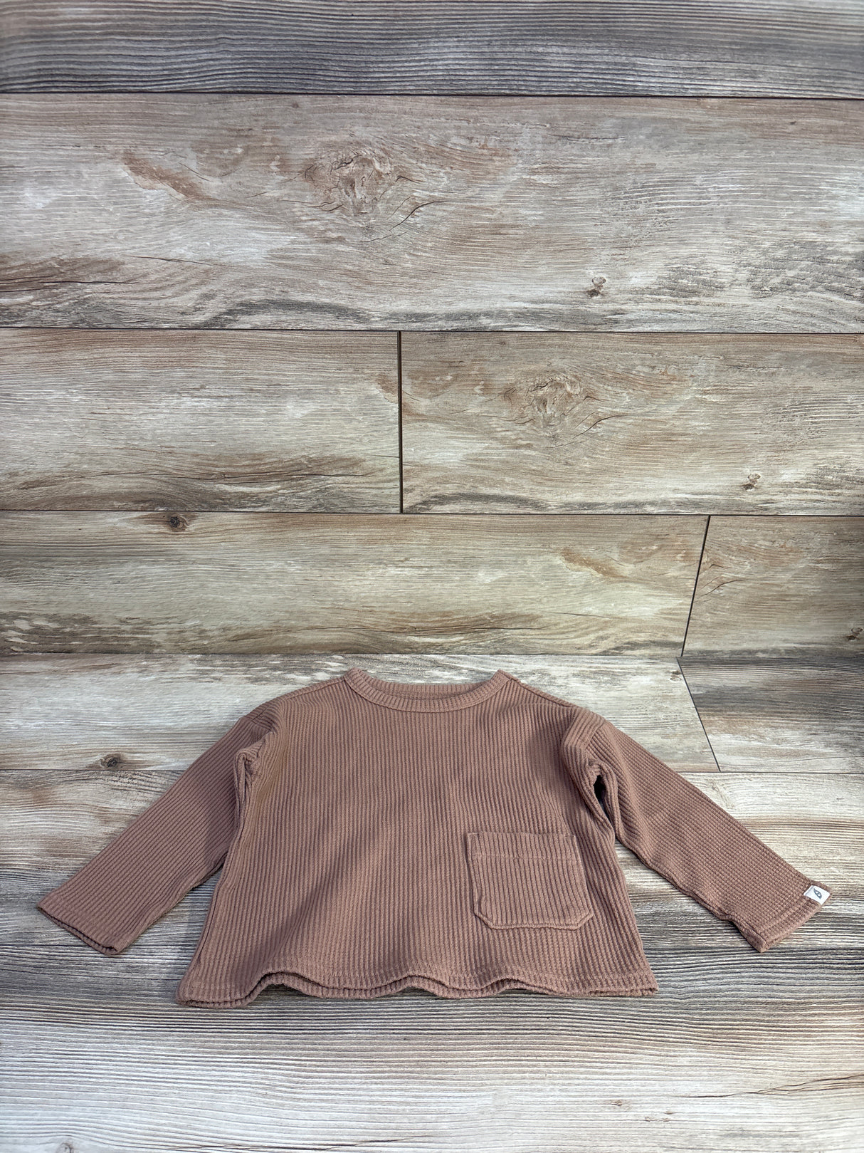 Easy Peasy Long Sleeve Waffle Pocket Shirt Brown sz 3T