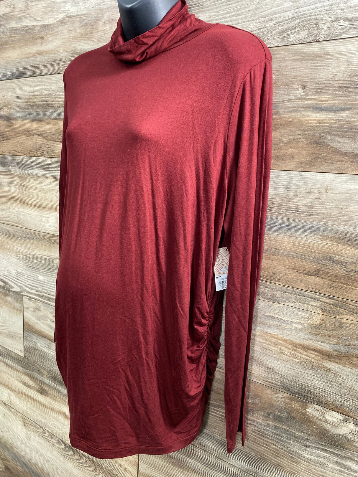 NEW a:glow Maternity Turtleneck Top Burgundy sz XL