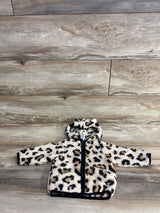 Little Me Sherpa Leopard Print Full Zip Jacket Beige sz 6m