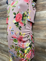 My Bump Cold Shoulder Floral Bodycon Dress Pink sz Large
