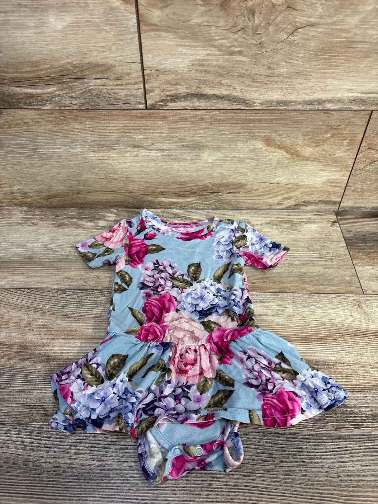 Posh P Floral Twirl Skirt Bodysuit Dress Blue sz 12-18m