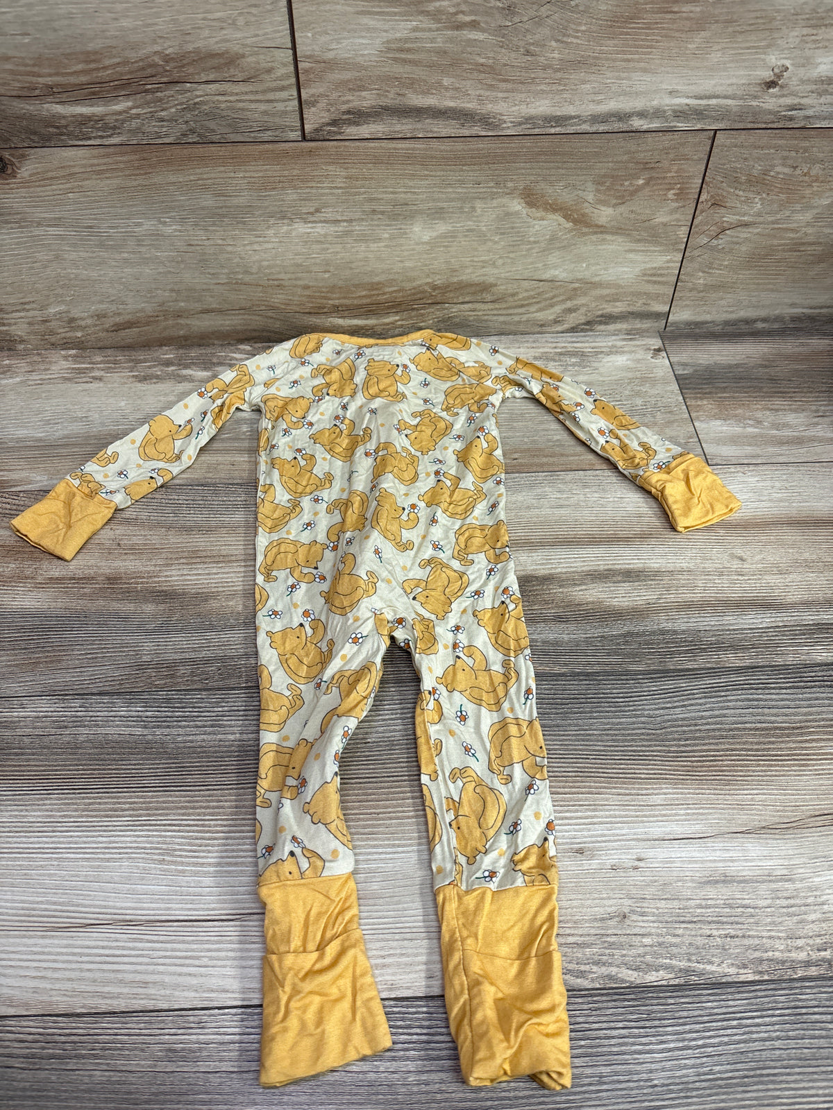 Little One Shop Bear Print Bamboo Convertible Sleeper Yellow sz 6-12m