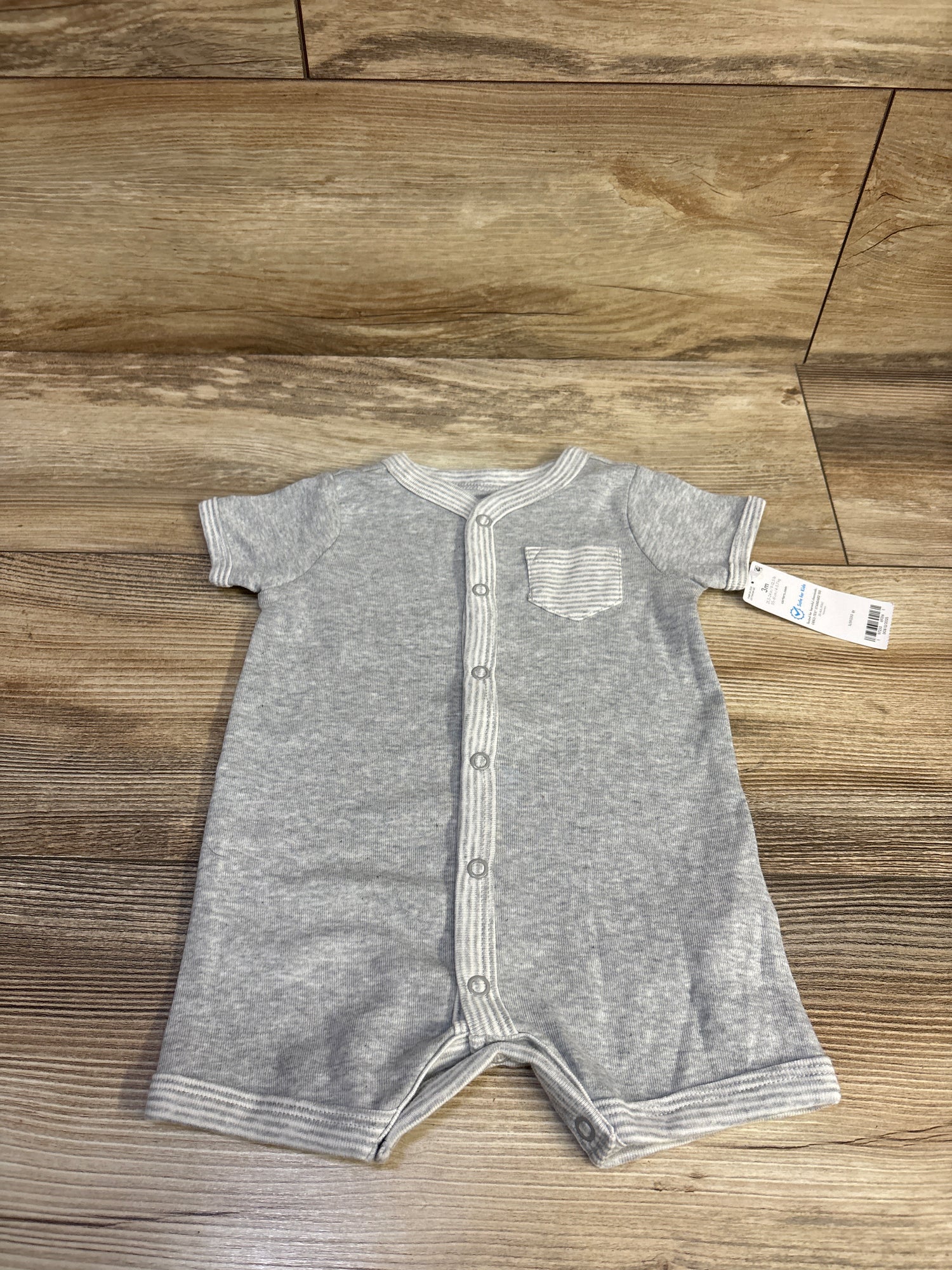 NEW Carter's Button Front Shortie Romper Grey sz 3m