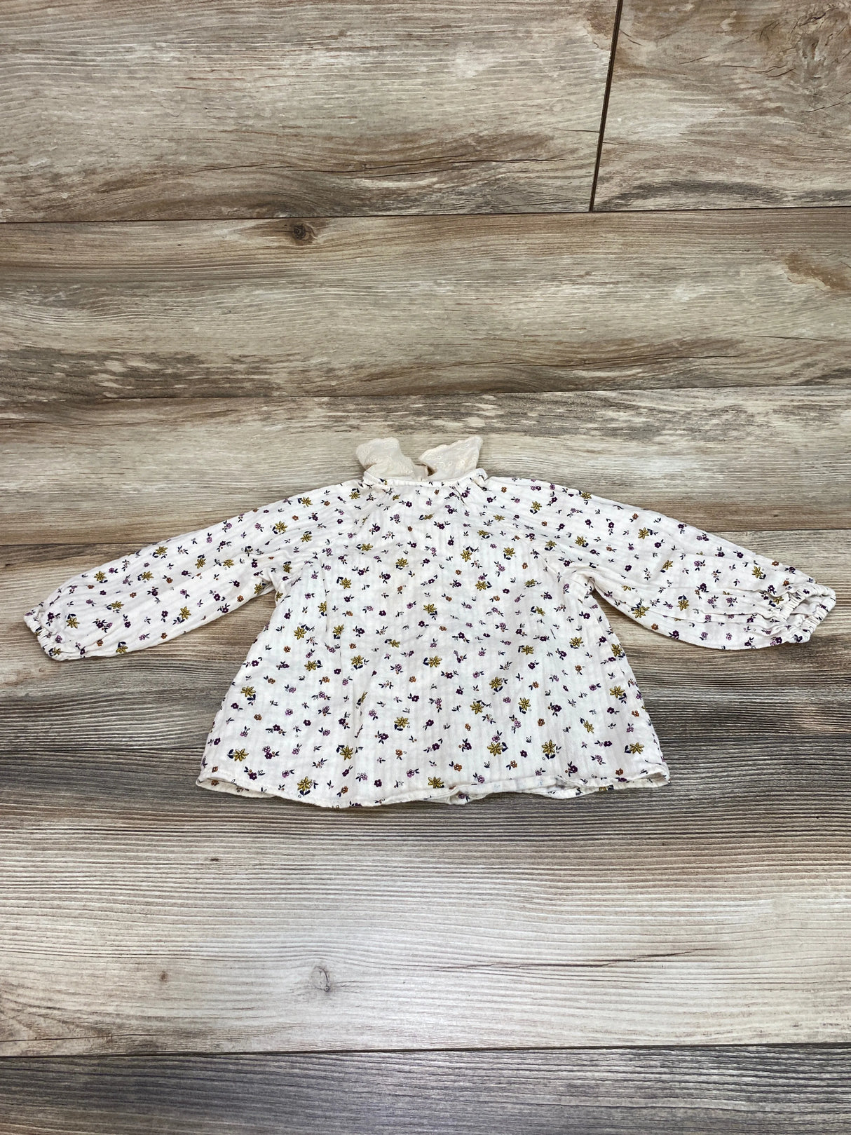 Zara Floral Button Down Top Ivory sz 12-18m