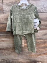 NEW Rene Rofe 3pc Dinosaur Velour Sweatshirt, Joggers, & Socks Green sz 6-9m