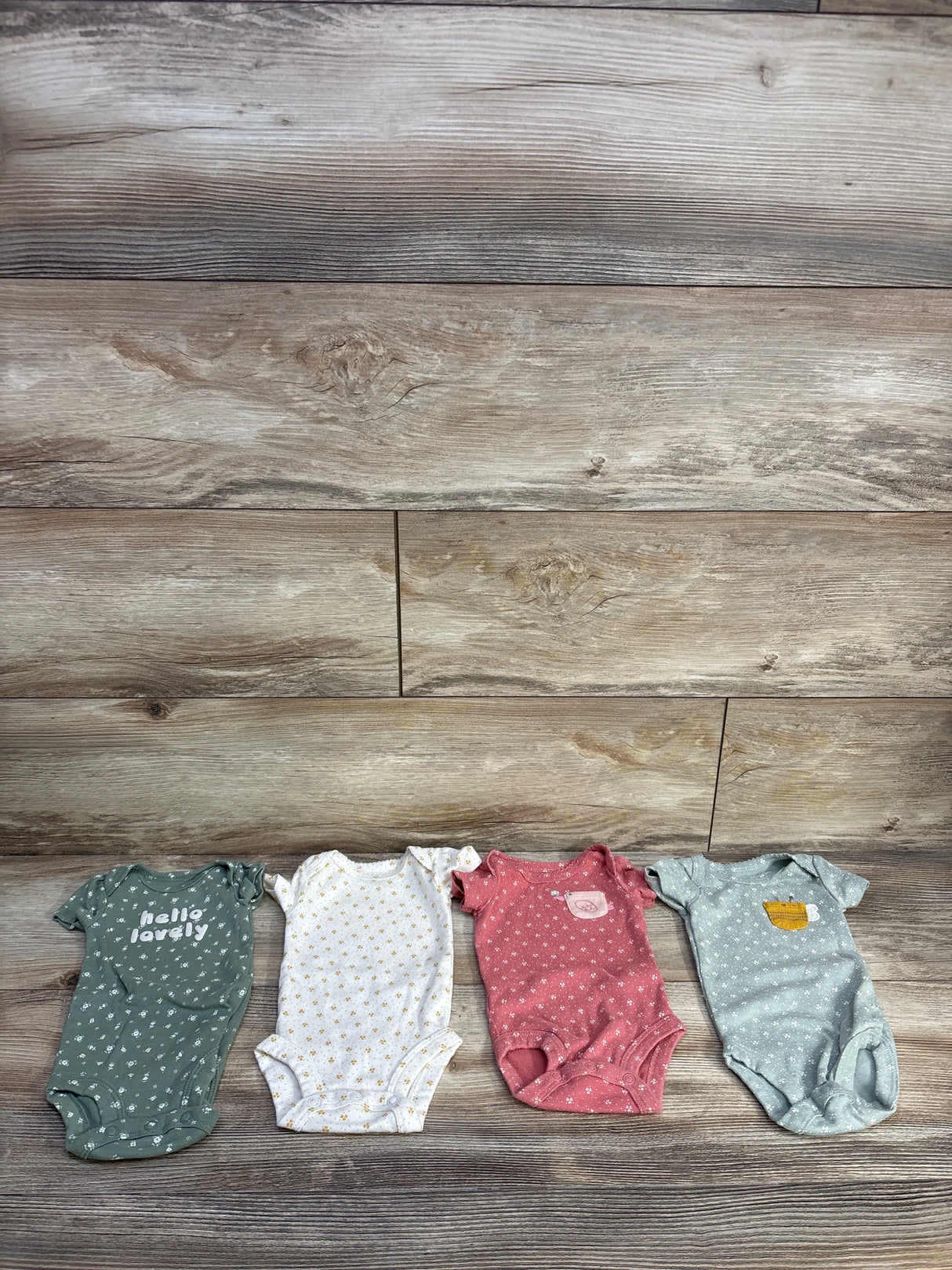 Carter's 4pk Floral Bodysuits Green sz Newborn