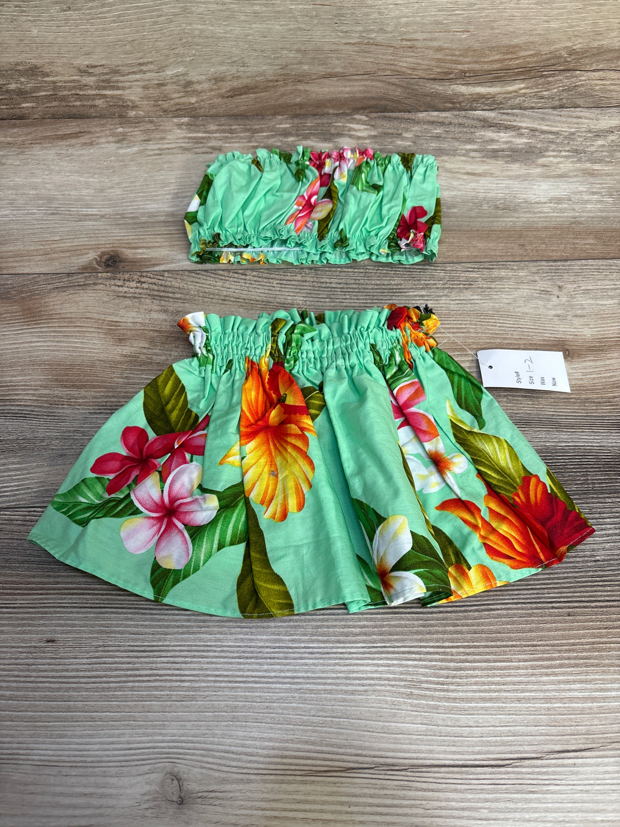 NEW Rainbow Hawaii Inc. 2pc Pau Skirt Set Green sz 1-2T