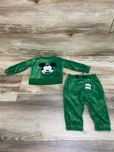 Disney Baby 2pc Mickey Mouse Velour Top & Pants Green sz 0-3m