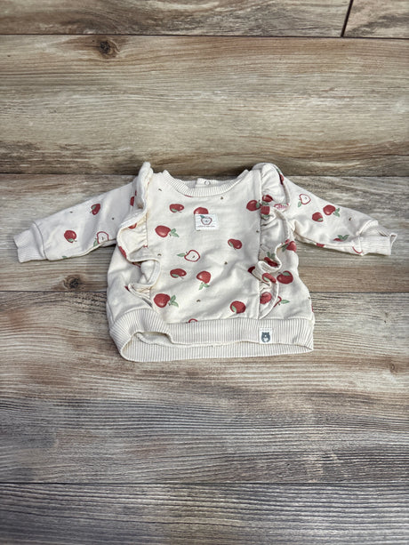 Rabbit + Bear Apple Print Ruffle Sweatshirt Beige sz 0-3m - Me n Mommy To Be