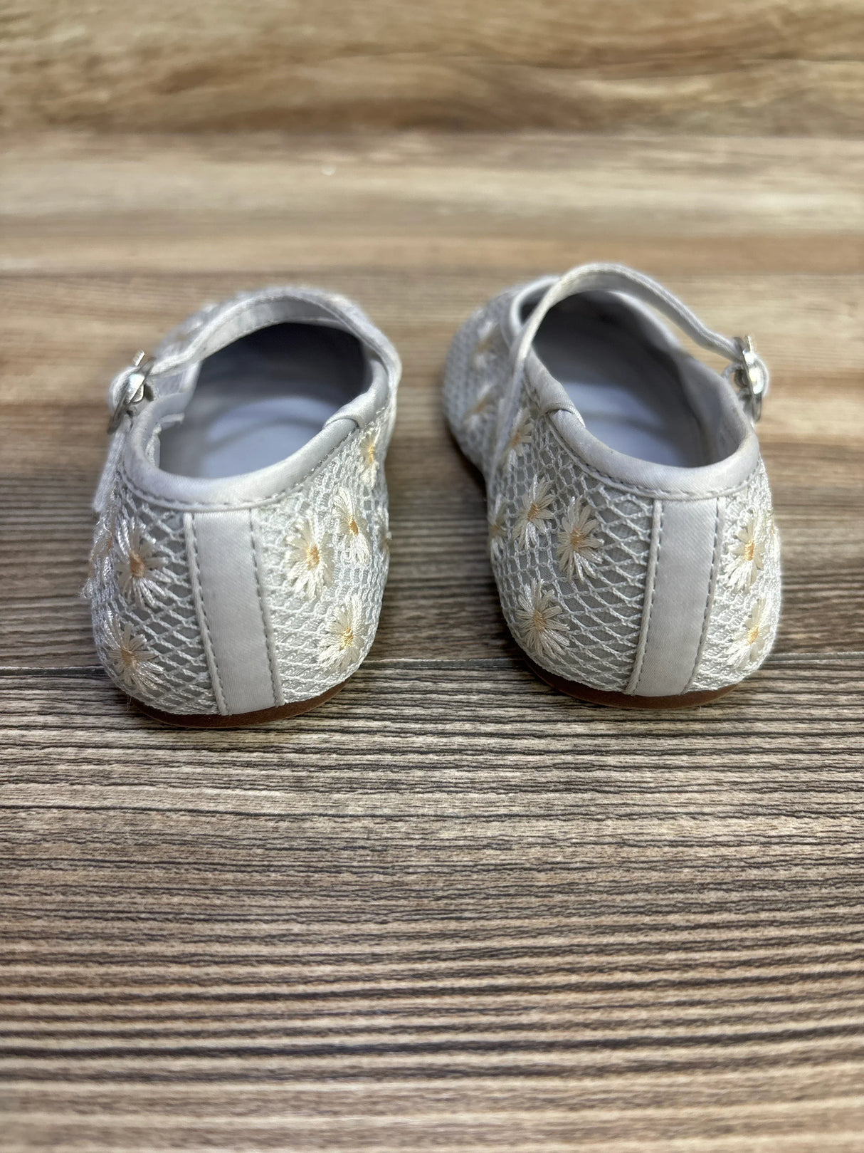 Zara Floral Embroidered Ballet Flats Grey sz 5/6c