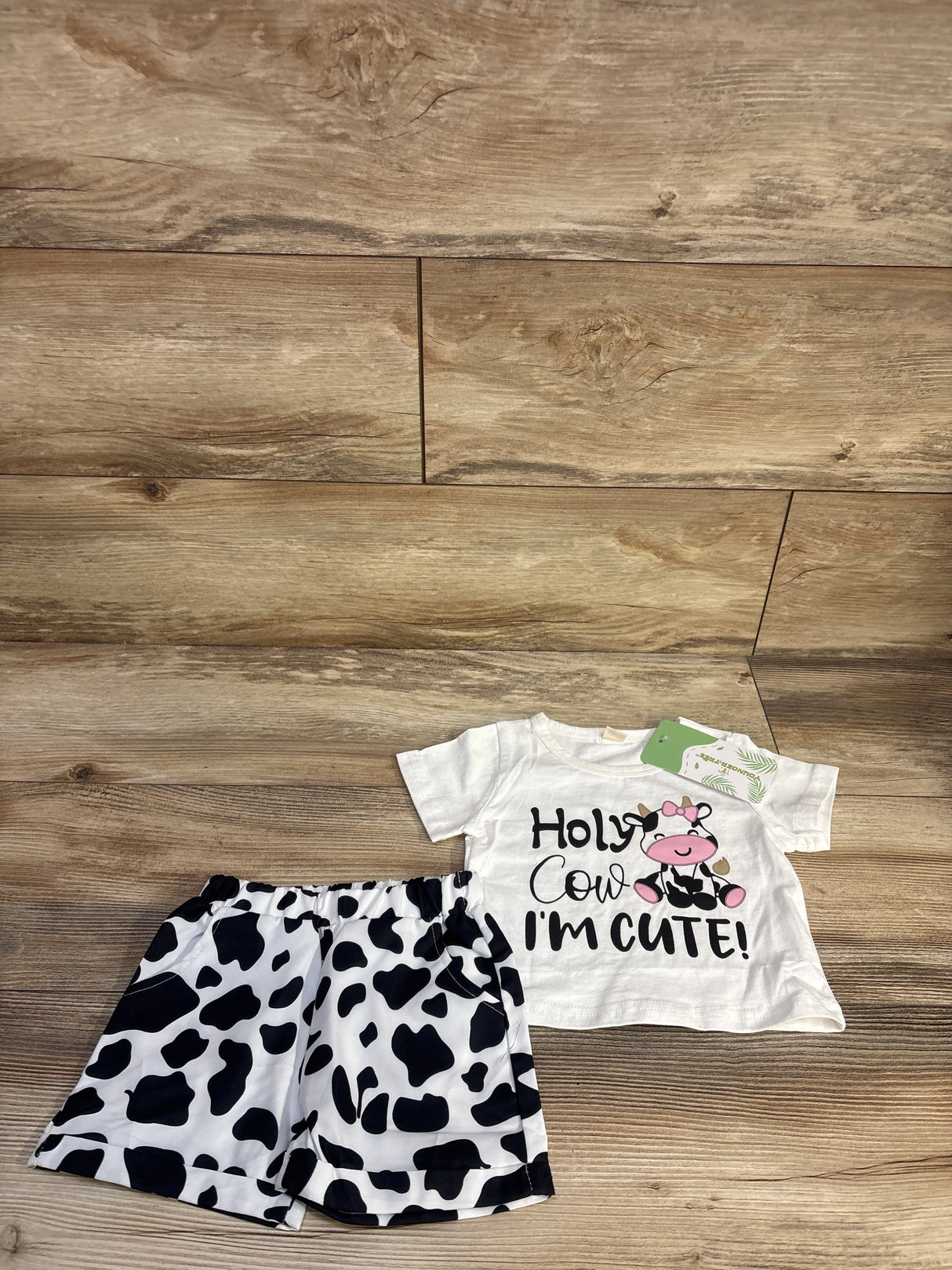 NEW Younger Tree 2pc Holy Cow I'm Cute Set White sz 6-9m