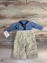 NEW Just One You 3pc Suspenders & Anchor Print Shorts Set Blue sz Newborn