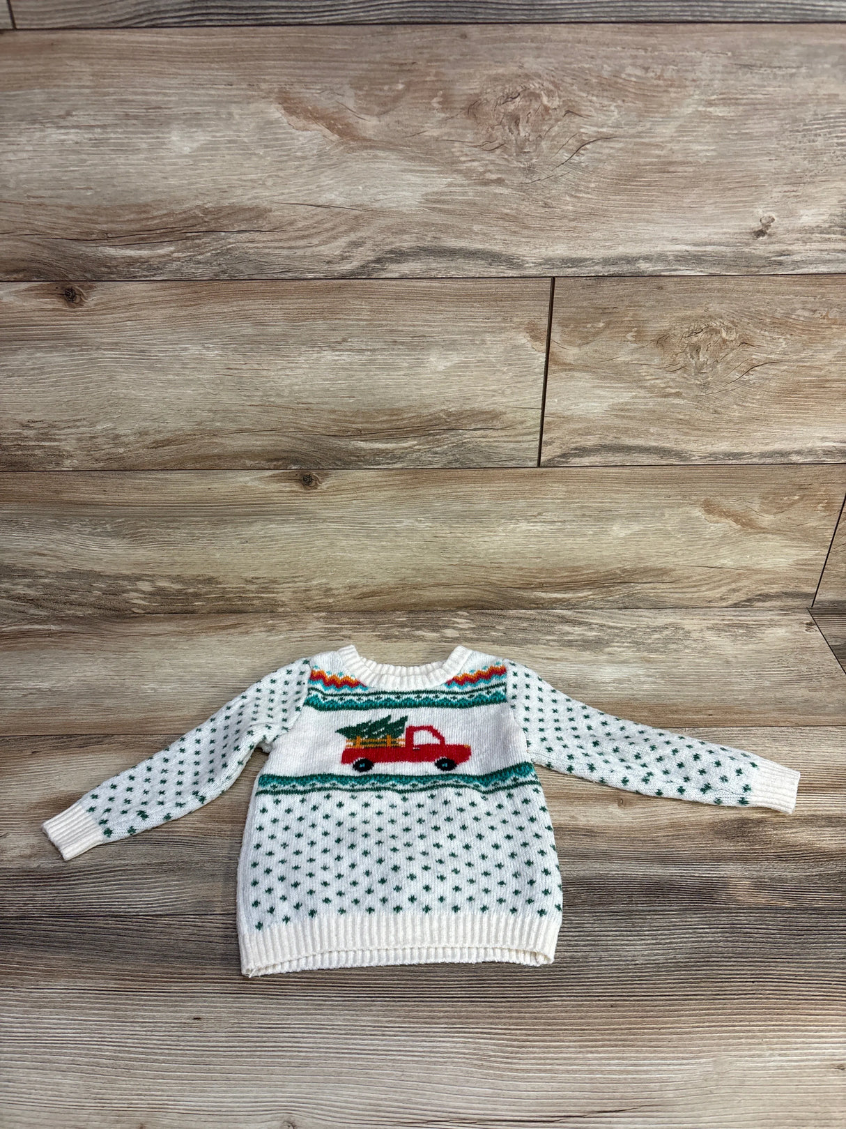 Old Navy Christmas Tree Truck Sweater White sz 12-18m