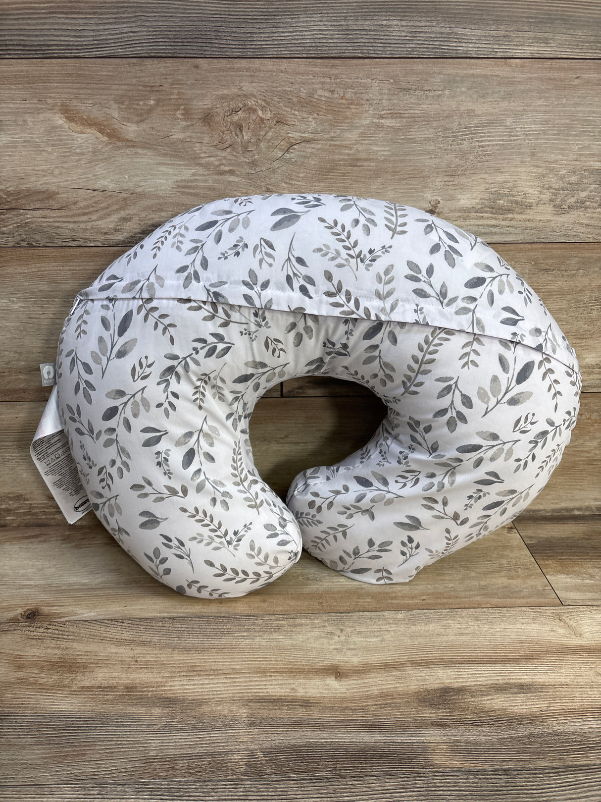 Boppy Nursing Pillow with Grey Taupe Leaves Slipcover
