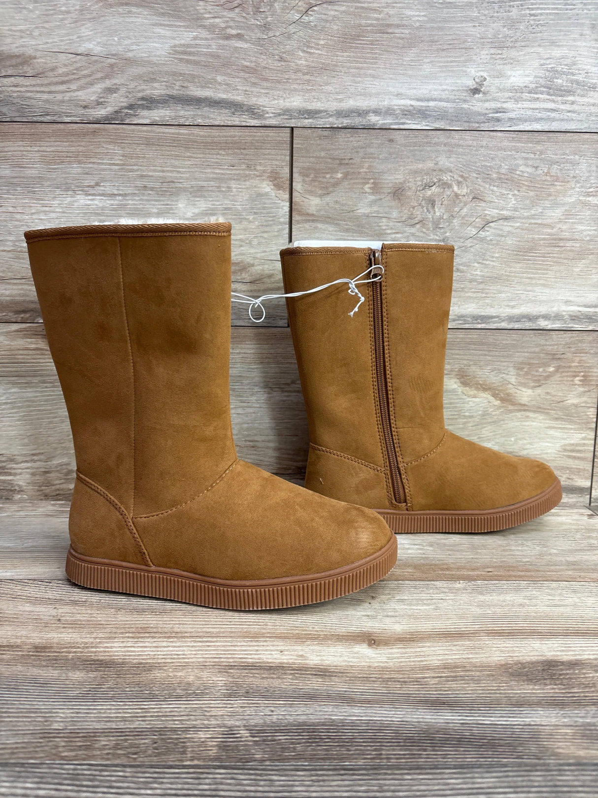 NEW Cat & Jack Natalia Tall Shearling Style Boots Cognac sz 3Y