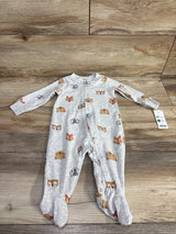 Carter's Animal Print Ribbed Sleeper Grey sz 6m