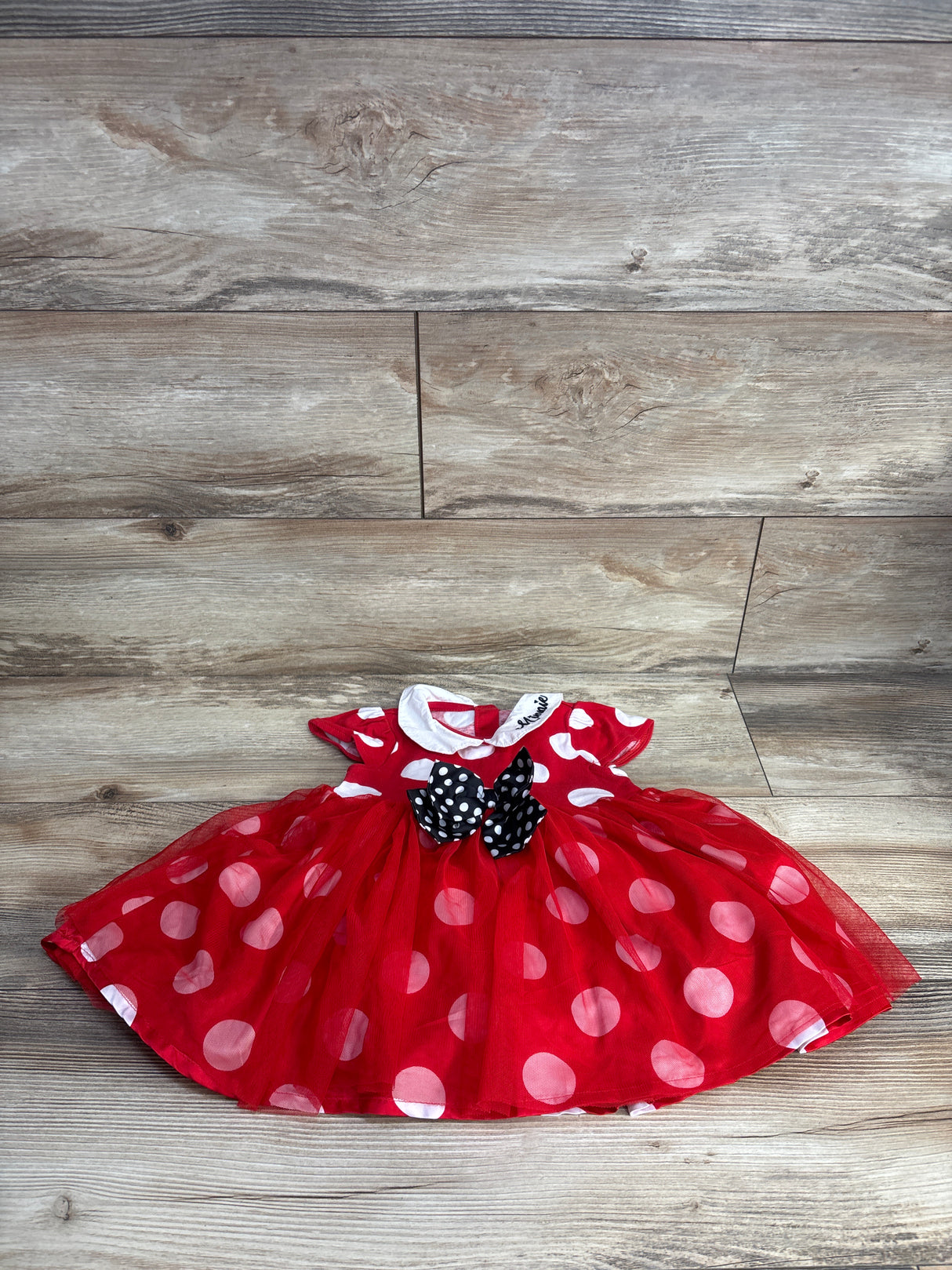 Disney Baby Store Minnie Mouse Polka Dot Bodysuit Dress Red sz 18-24m