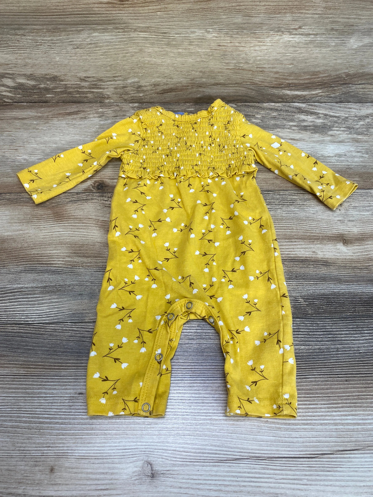 7 For all Mankind Floral Smocked Coverall Yellow sz 0-3m