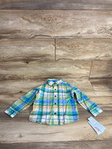 NEW Cat & Jack Plaid Button-Up Shirt Green sz 3T