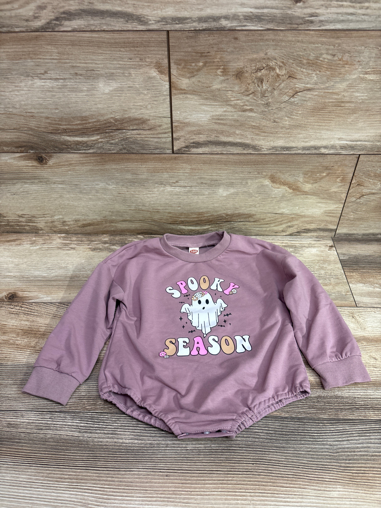 FYBITBO Spooky Season Sweatshirt Bubble Romper Purple sz 18-24m