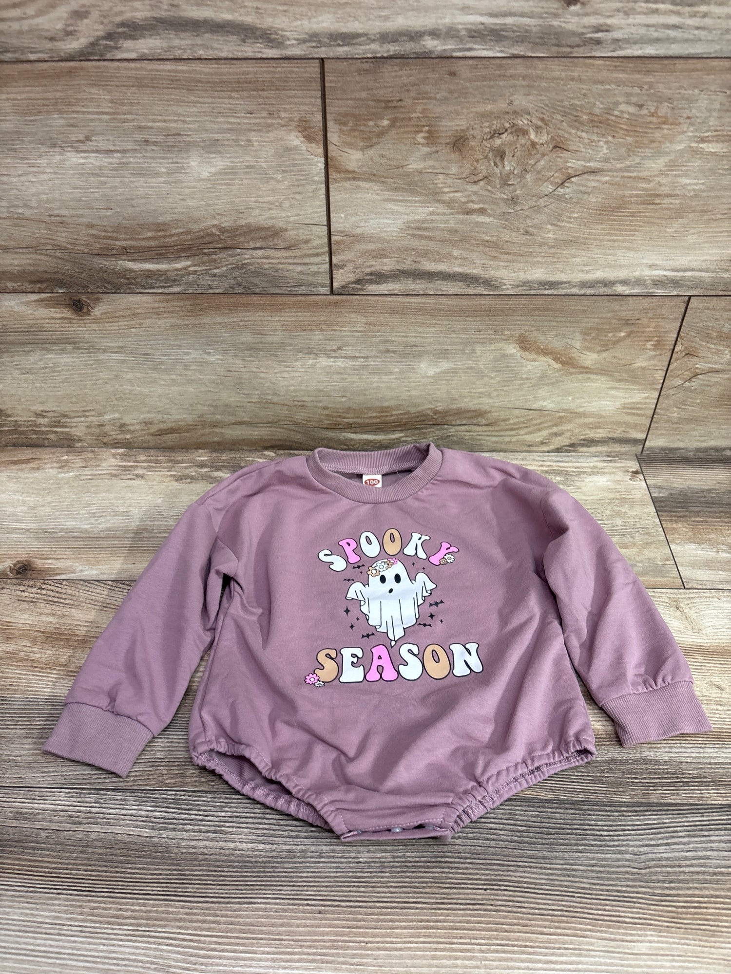 FYBITBO Spooky Season Sweatshirt Bubble Romper Purple sz 18-24m