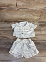 Cloud Island 2pc Gauze Button Up Shirt & Shorts Beige sz 0-3m