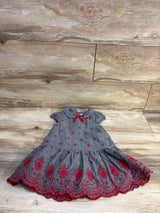 Janie & Jack The Festive Floral Embroidered Dress Grey sz 2T