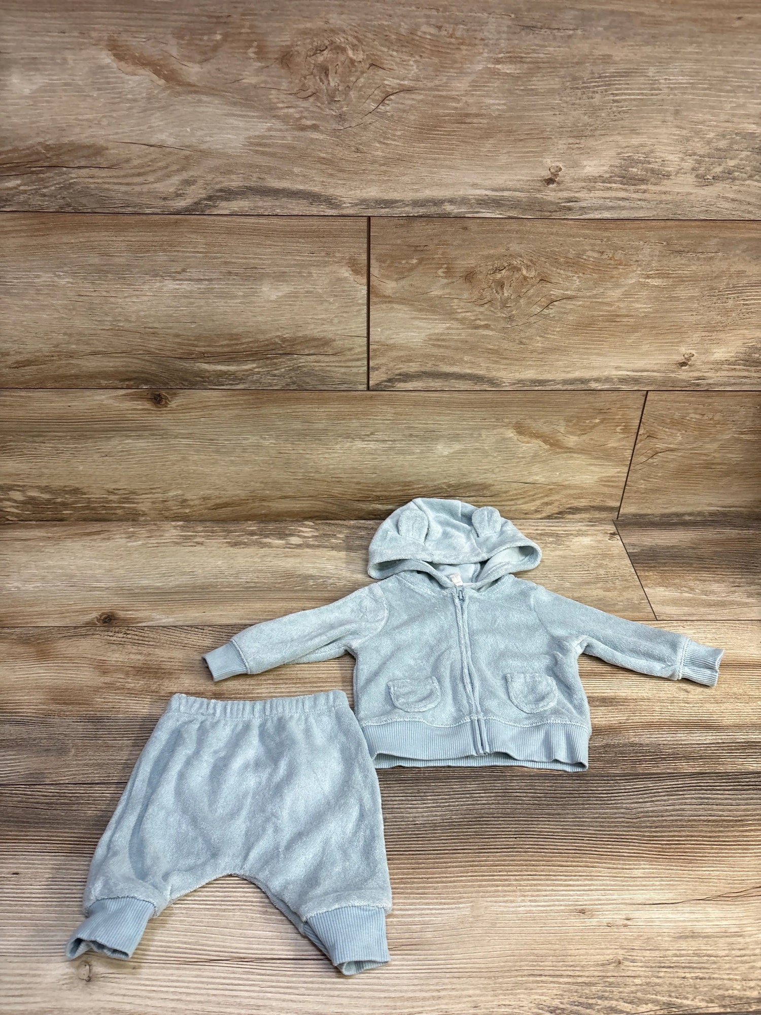 Carter's 2pc Terry Cloth Full Zip Hoodie & Pants Blue sz Newborn