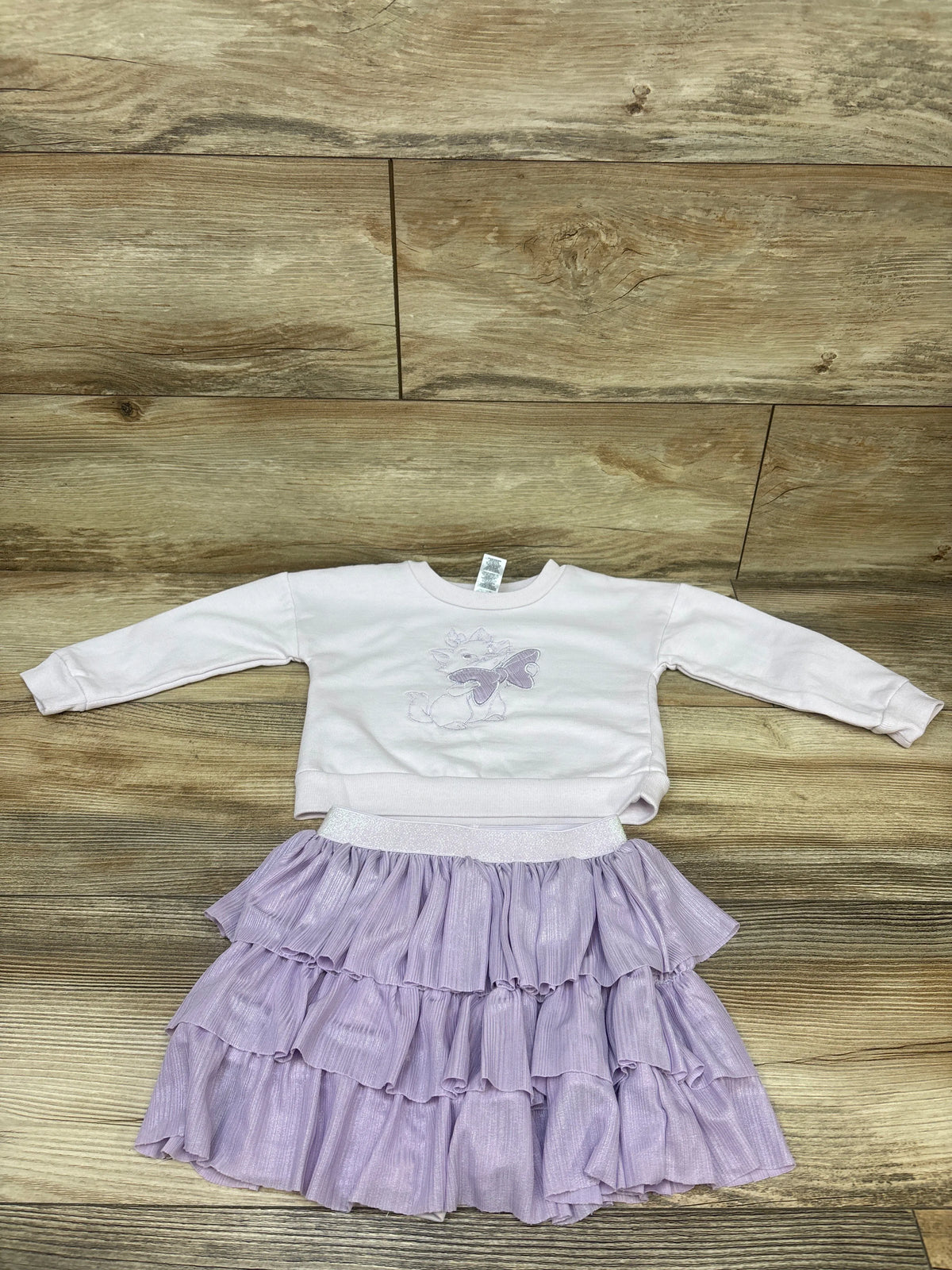 Disney Baby 2pc Marie Sweatshirt & Layered Skirt Set Purple sz 24m