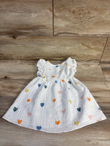 Shein Heart Print Gauze Dress White sz 18-24m