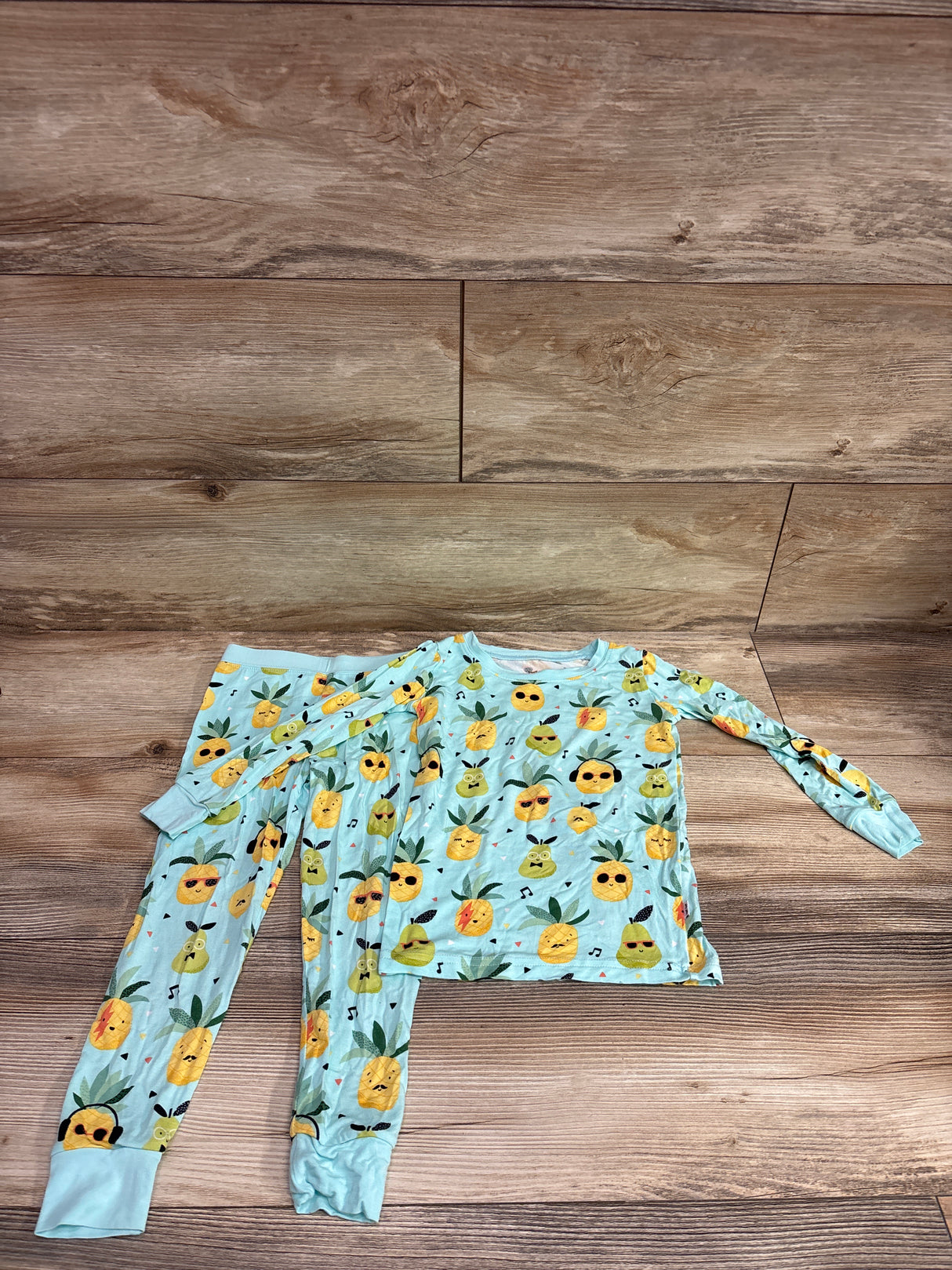 Little Sleepies Pineapple Jams 2pc Bamboo Pajama Set Blue sz 2T