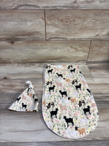Pigsaly 2pc Animal Print Swaddle Sack & Hat Set Yellow One Size