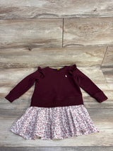 Ralph Lauren Long Sleeve Ruffle Sweatshirt Dress Maroon sz 3T