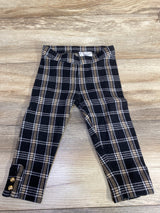 Janie & Jack Plaid Button Cuff Tartan Pant Black sz 18-24m