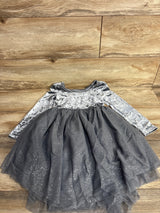 Cat & Jack Crushed Velvet Tulle Dress Silver sz 5T
