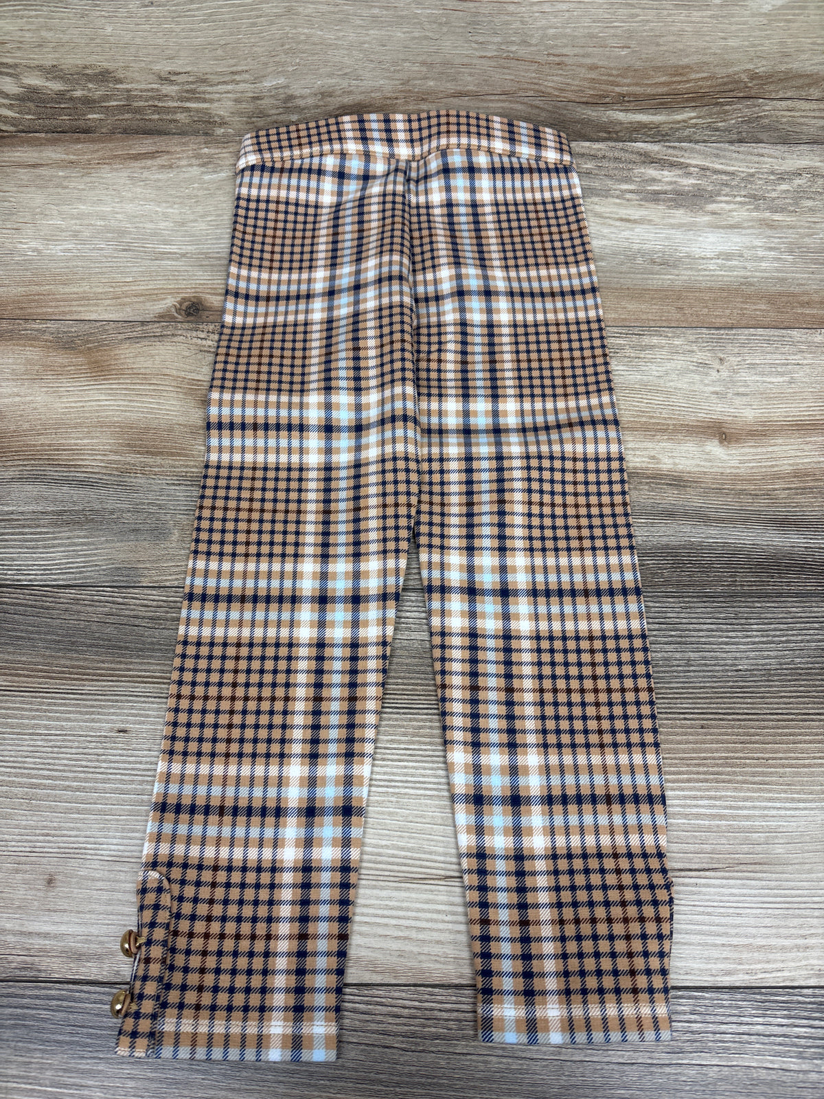 Janie & Jack Plaid Button Cuff Ponte Pants Orange sz 4T