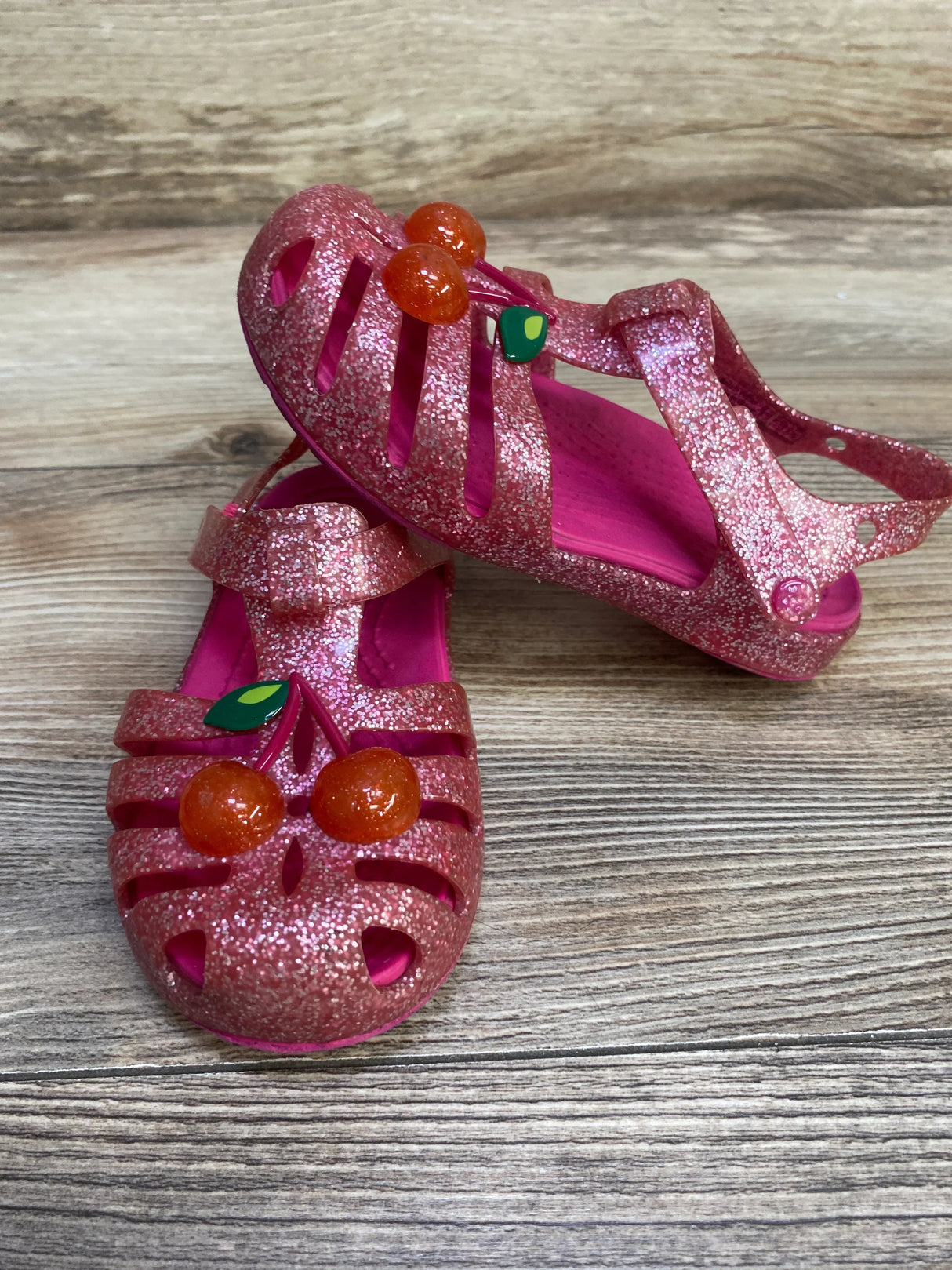 Crocs Isabella Charm Jelly Sandals Glittery Pink sz 8c