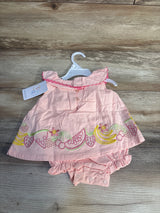 NEW Flapdoodles Embroidered Bodysuit Dress Pink sz 3-6m