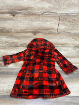 Cat & Jack Plaid Plush Hooded Robe Red sz 2-3T