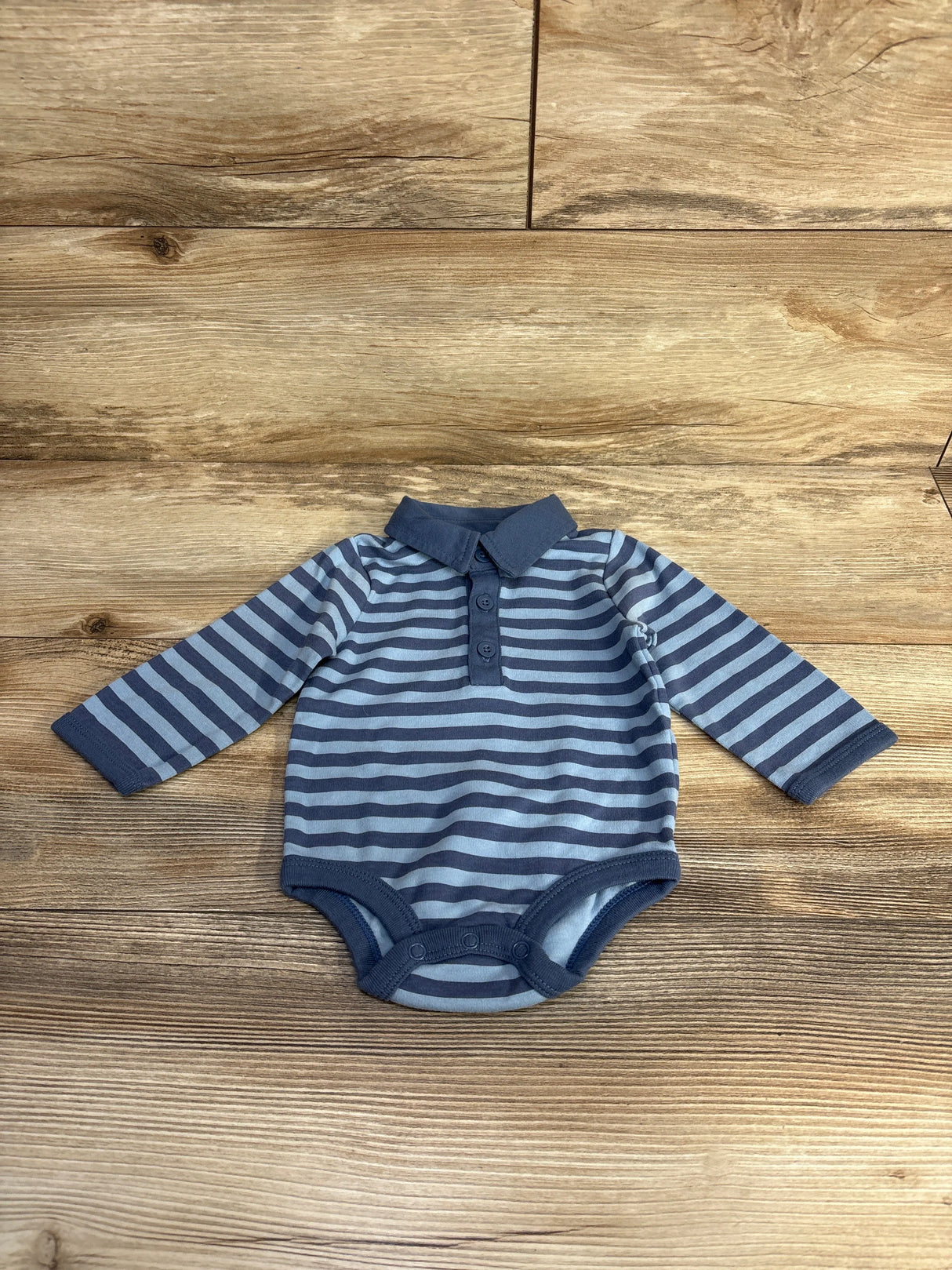 Lullaby Lane Striped Polo Bodysuit Blue sz 3-6m