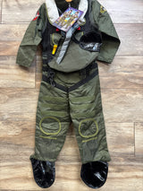 NEW Teetot & Co. Top Fighter Pilot Costume Green sz 5-6T